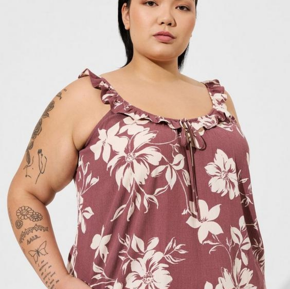 torrid 5X 28 Crinkle Gauze Tie Front Tank